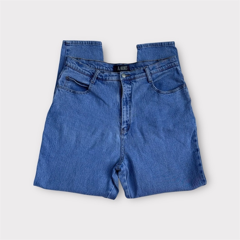 LA Blues Blue Jeans Plus Size 22W Straight High Waist Cotton Zipper Closure